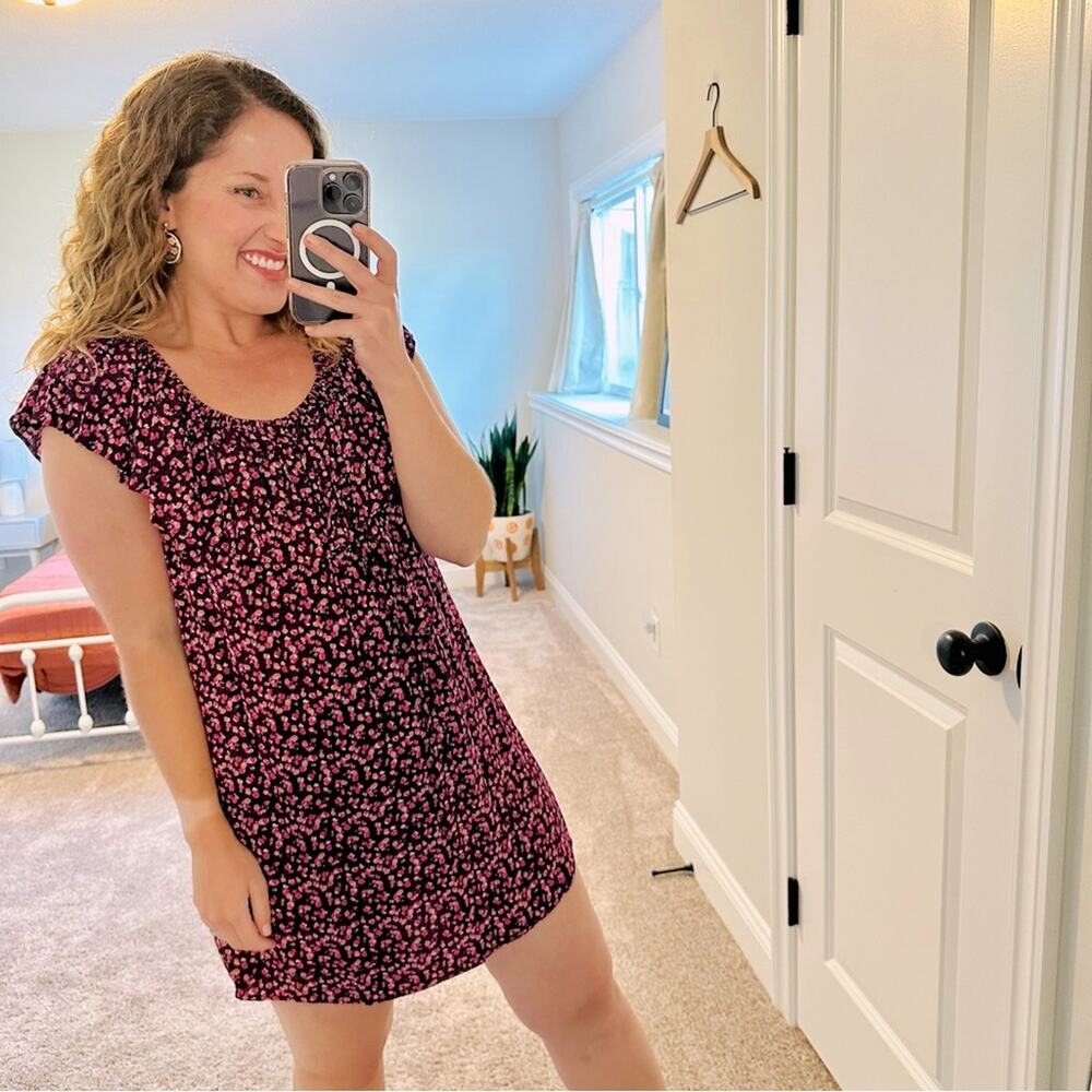 Forever 21 Purple Floral Swing Mini Dress Medium